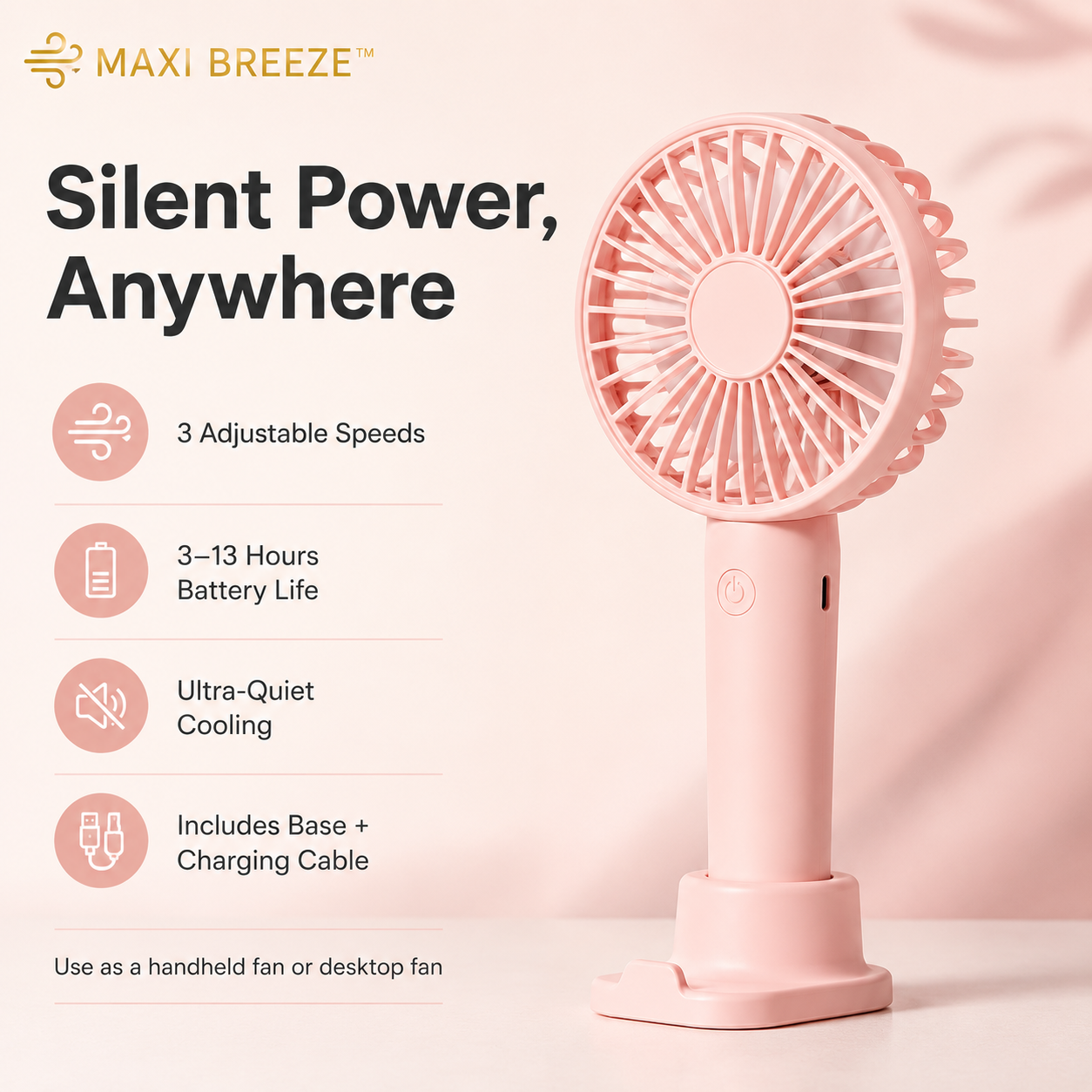 Support de téléphone avec ventilateur de voyage MAXI BREEZE™