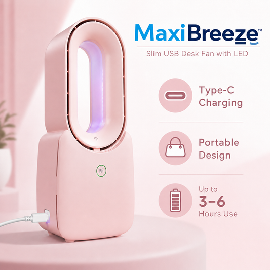 Mini ventilateur de bureau USB Slim MAXI BREEZE™ avec LED