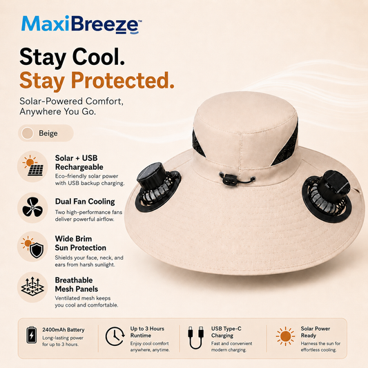 Ventilating Solar Fan Bucket Hat