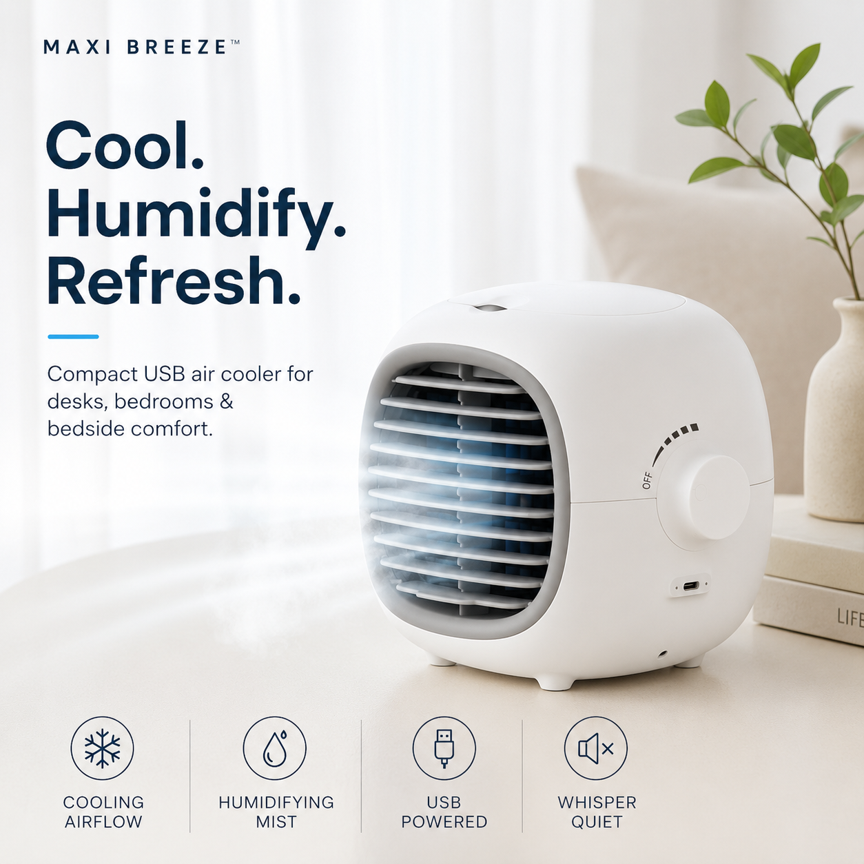 MAXI BREEZE™ USB Air Cooler & Humidifier