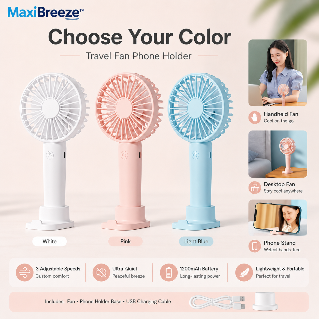 Travel Phone Holder Fan